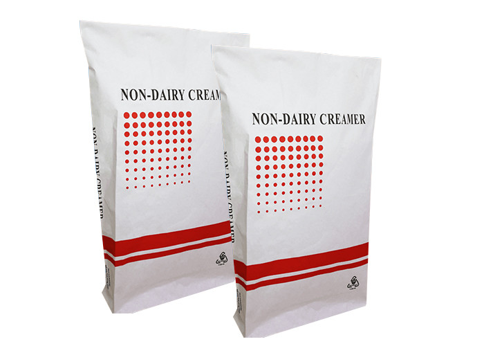 Block Bottom Industrial Paper Bags For Non Dairy Creamer Moisture Proof 20KG 25kg