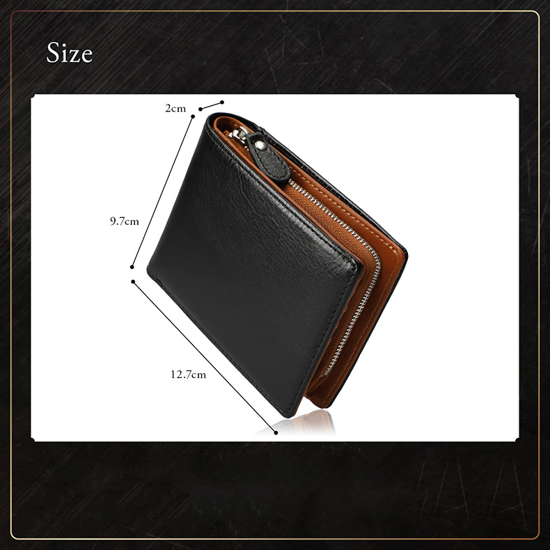 Business Real Leather Multi Card Small Folding Card Holder Bifold Wallet With Zipper