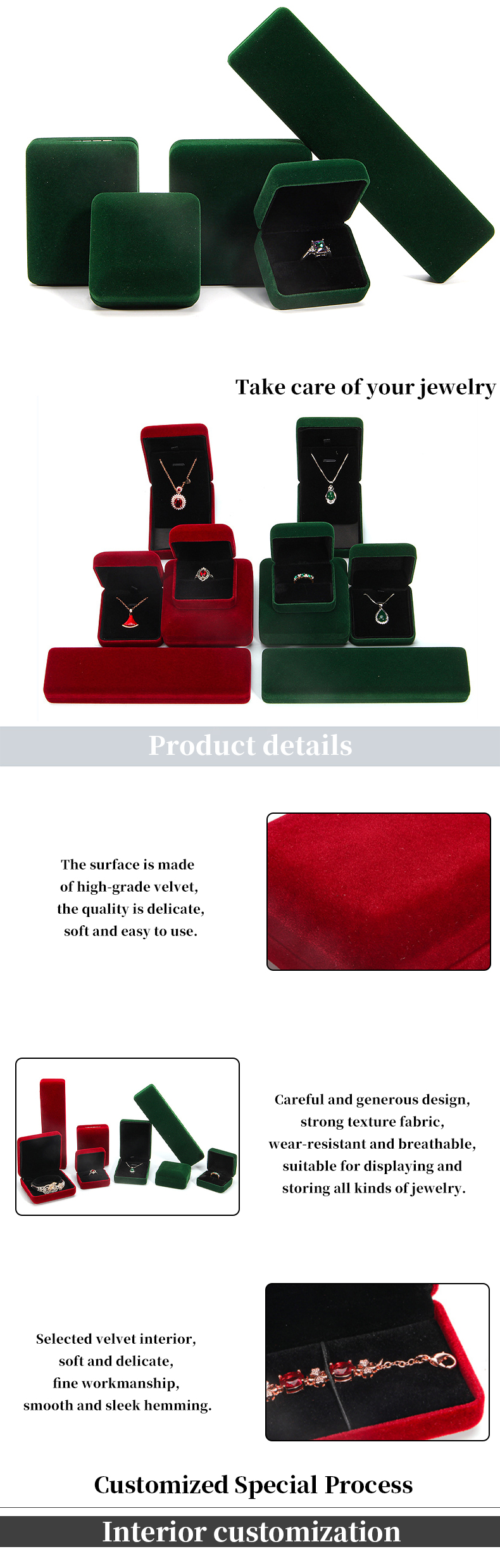 Customized Size Velvet Jewelry Box For Storing And Protecting jewellery Collection