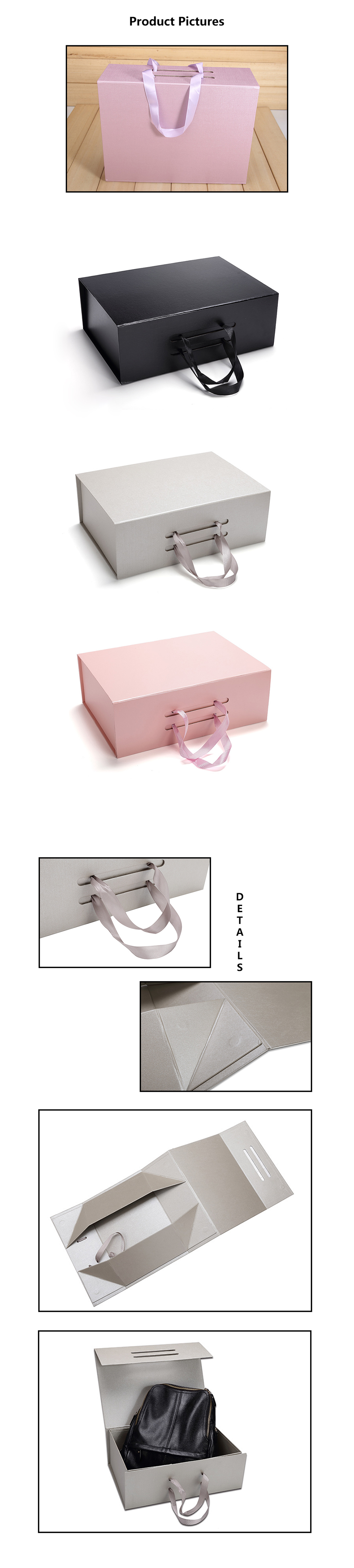 Shoes Bag Rectangle Paper Cardboard Gift Hamper Boxes Packing Pink White