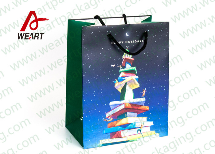 Pink Holiday Goodie Christmas Paper Bags No Minimum Hot Foil LOGO