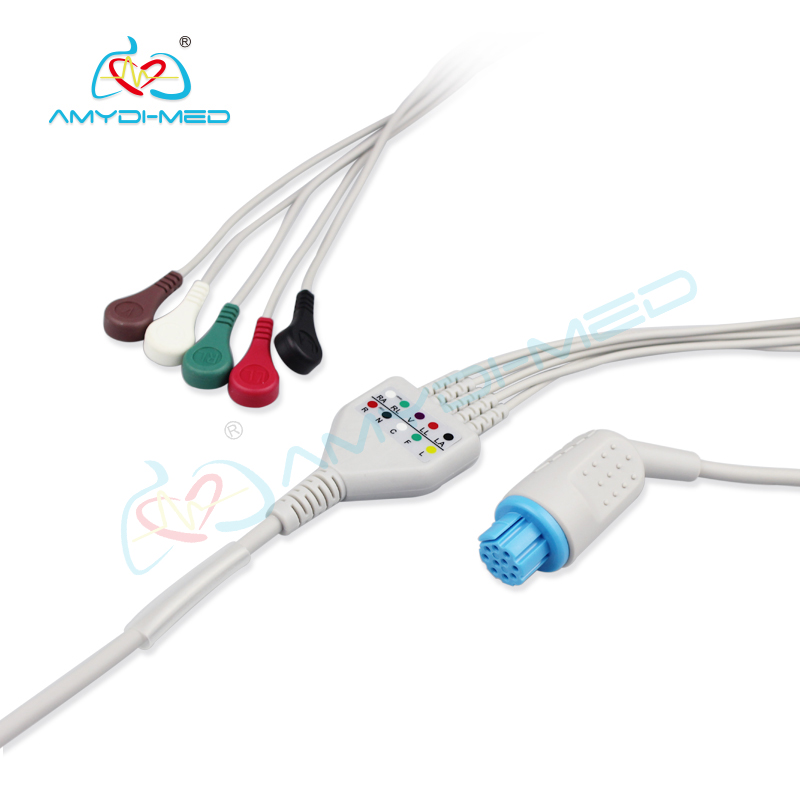Medical Materials NV-10J Ecg Cable 5 Lead With Datex AS/3 CS/3 S/5 Cardiocap