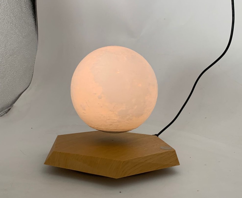 new magnetic levitation rotating yellow and white moon lamp light 5inch christmas gift