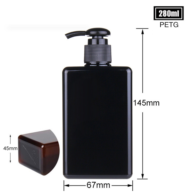 280ml Plastic Empty Lotion Bottle Square Shampoo Packaging