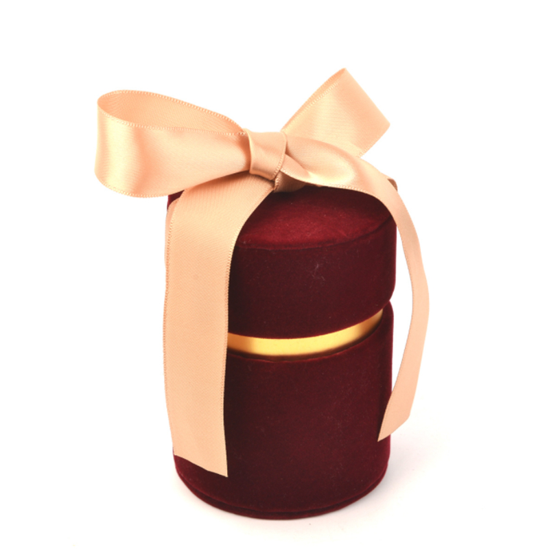 Matte Varnish Surface Finish Round Velvet Gift Box for Wedding Favors and Candied