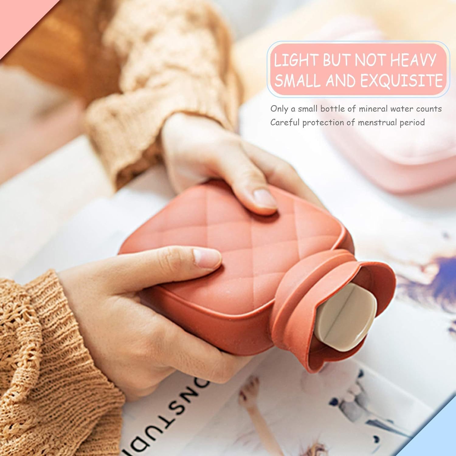 Soft Rubber Hot Water Bottle With Cover 2 Liter Hot Water Bag For Menstrual Cramps Back Pain Relief