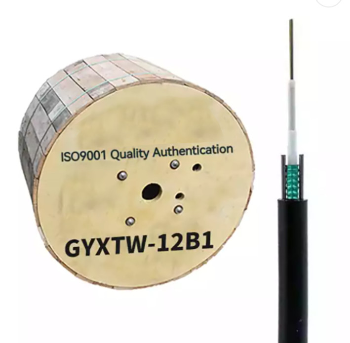 12 Fiber Aerial Optical Fiber Cable GYXTW G652D / SM 1500N For Telecom Comunication