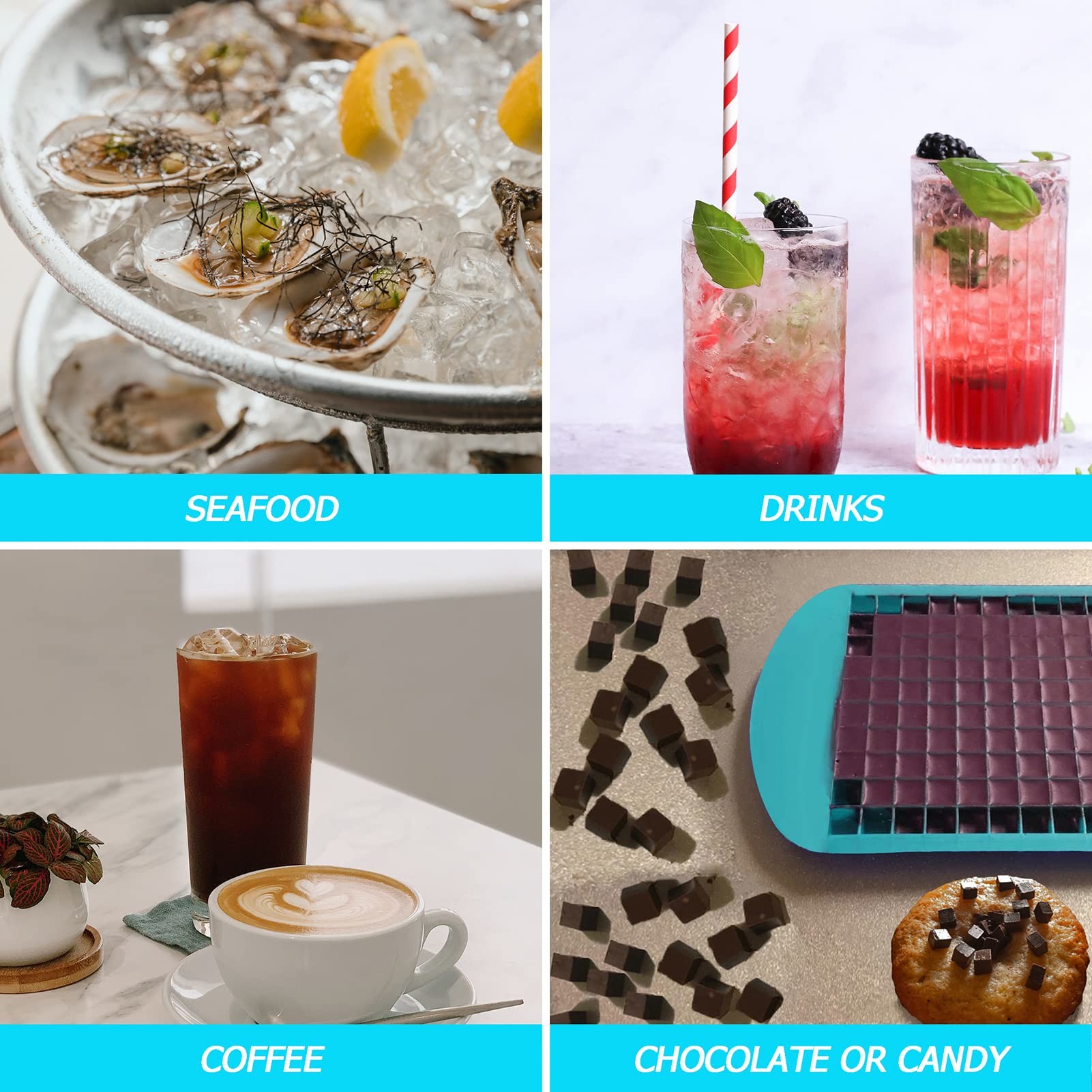 Food Grade Lce Cube Tray With Lid And Bin For Freezer BPA Free Silicone Ice Cube Trays Molds