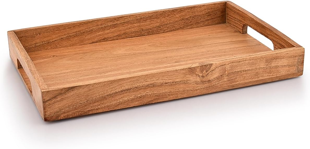 Wholesale Tray with Handles Wooden Serving Tray Snack Tray Great for Breakfast Coffee Tables