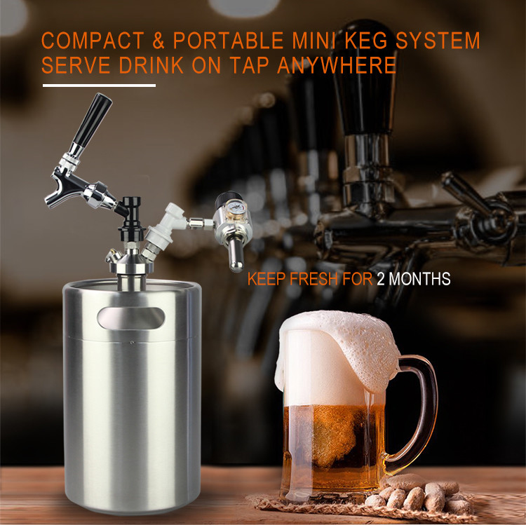 Polished 5 Litre Ball Lock Mini Keg , Ball Lock Beer Keg Dispenser System