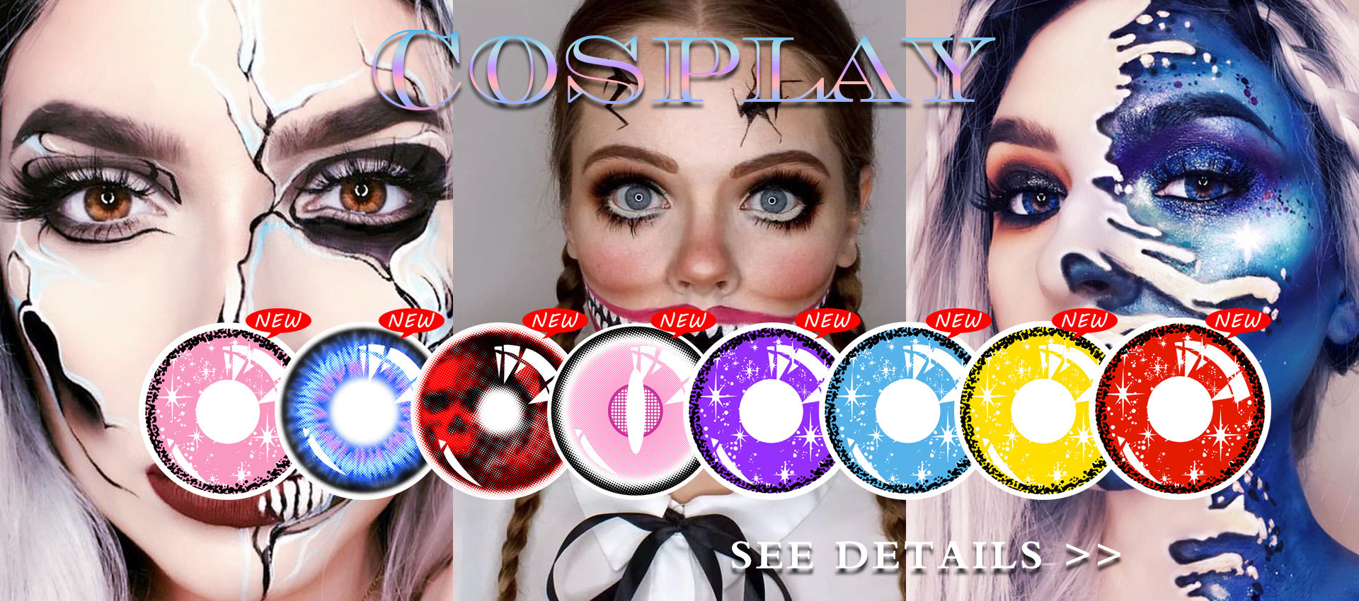 OEM Blue Monster Eye Cosplay Contact Lens Halloween Crazy Anime Sharingan Contact Lens