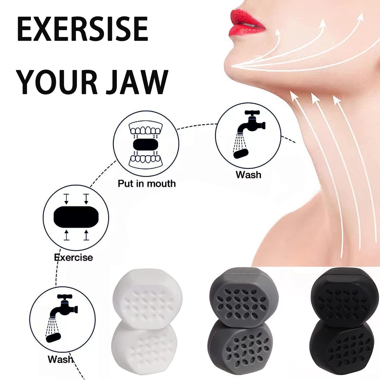 Silicone Jawline Exerciser for man&women Jaw Exerciser Resistance Levels Sharp Chin Line Facial Slimming Jaw Exerciser
