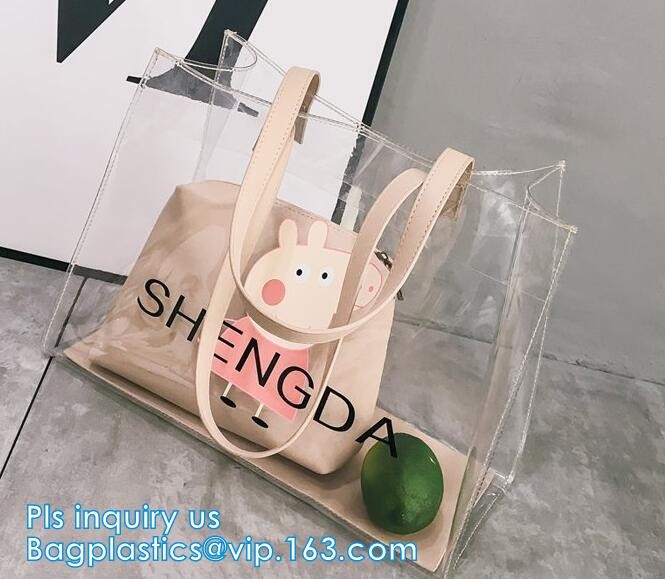 Fashion Women handbag Transparent PVC Clear Beach single shoulder bag,woman handbag, PVC handbag ladies women tote bag