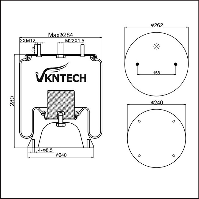 4004NP03 Trailer Air Spring 1R11-706 SAF Type 2618r Air Spring Bellow W01-M58-6366 VKNTECH 1K6366