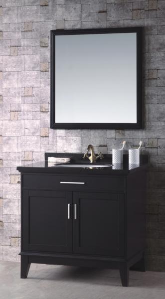 Solid Wood 36 Inch Single Sink Bathroom Vanity / Bathroom Floor Cabinet Black