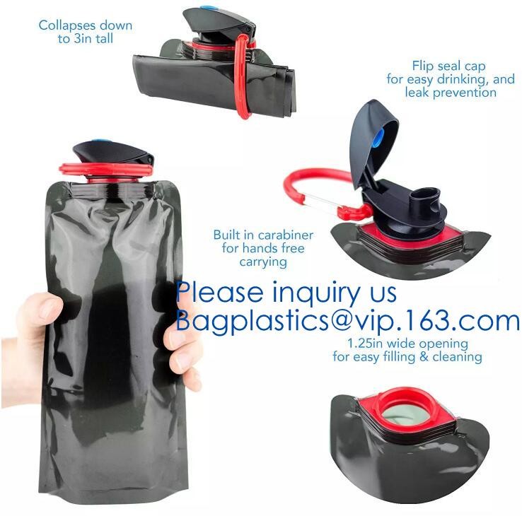 Customized Climbing Printed BPA Free Foldable T-shirt Shaped Bottle Collapsible Water Bottle Bag,250ml-600ml Foldable Co