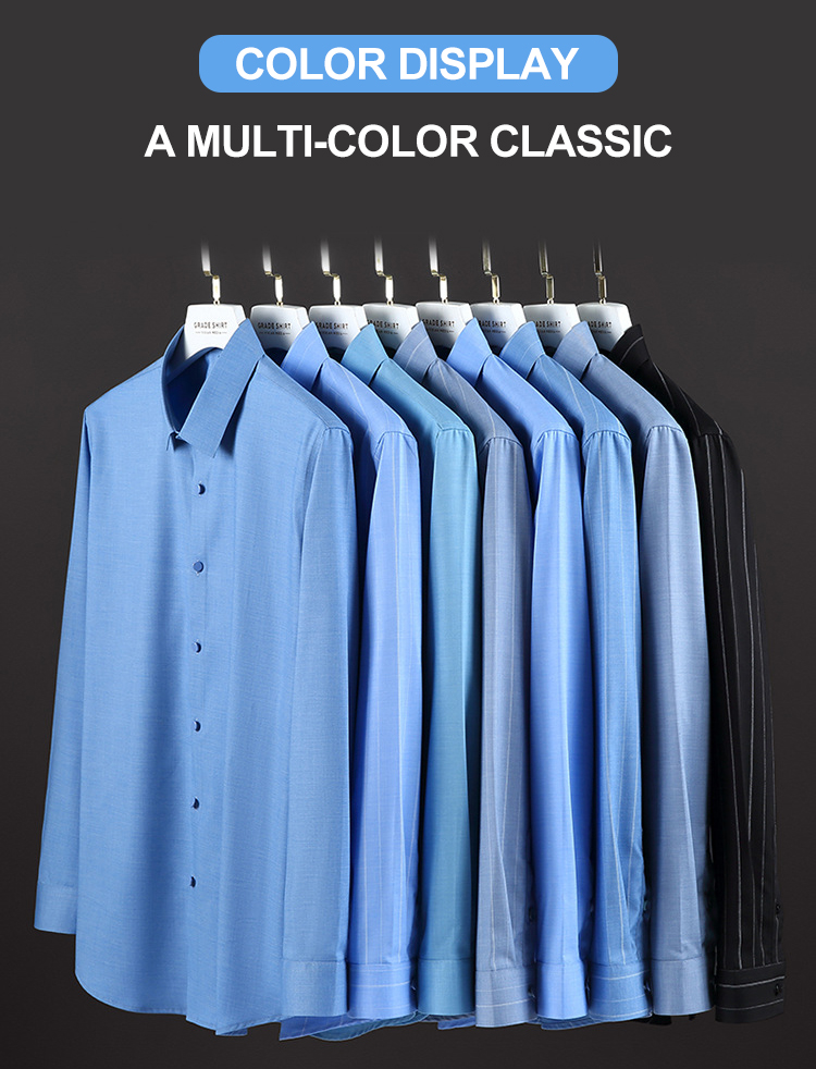 Printed Men's Shirts Business Slim Long-Sleeved Woven Seamless Shirt for and Comfort