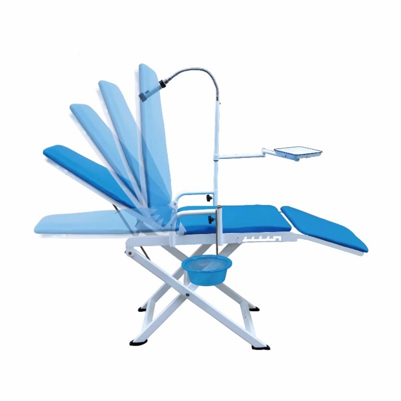 Mobile Dental Clinic Foldable Portable Dental Chair Unit With Hanging Turbine Unit