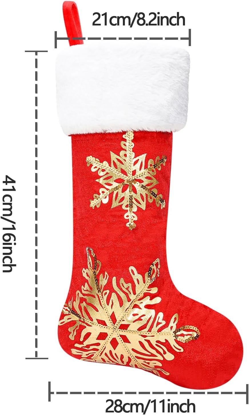3PC Christmas Stocking,Sequin Hanging Stocking Decorations Christmas Party Family Decor (Red)