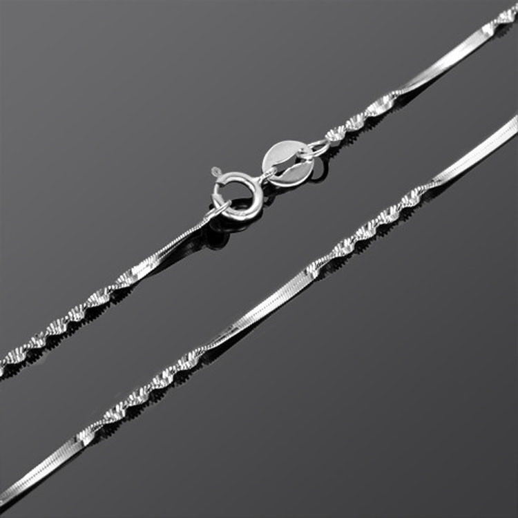 18K White Gold Link Chain Women Necklace 18 inches (NG013)
