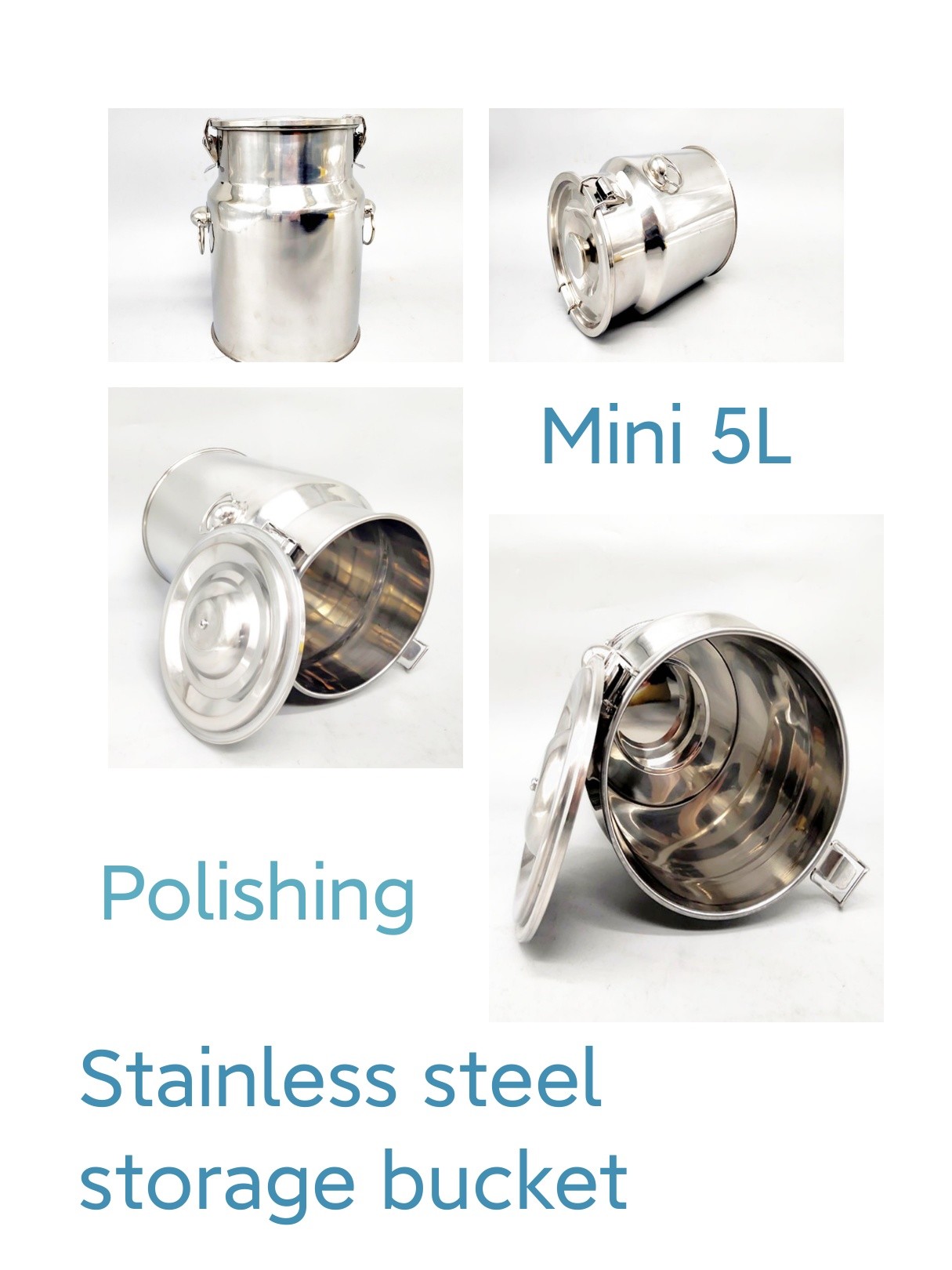 Mini 0.6mm 5 Litre Stainless Steel Milk Can Farm Transportation Container