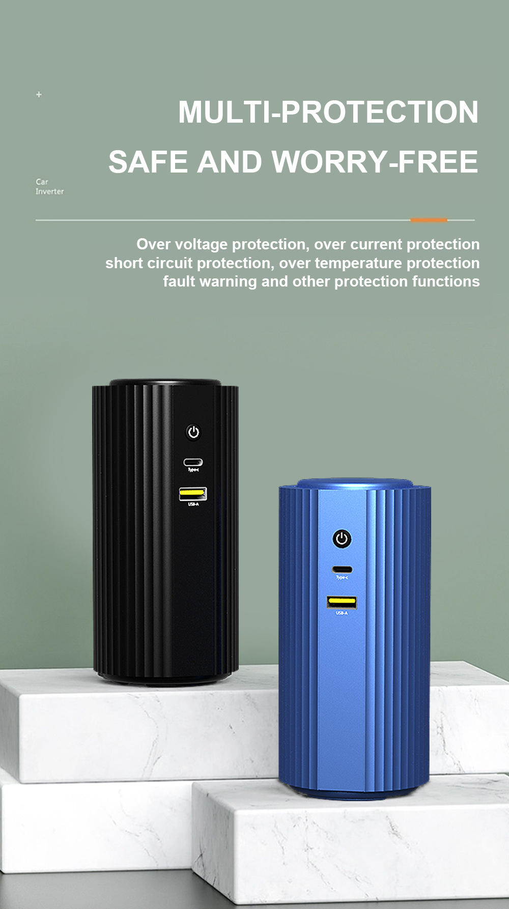 150w Car Power Inverter Cup Shape With Type C USB Charging Port