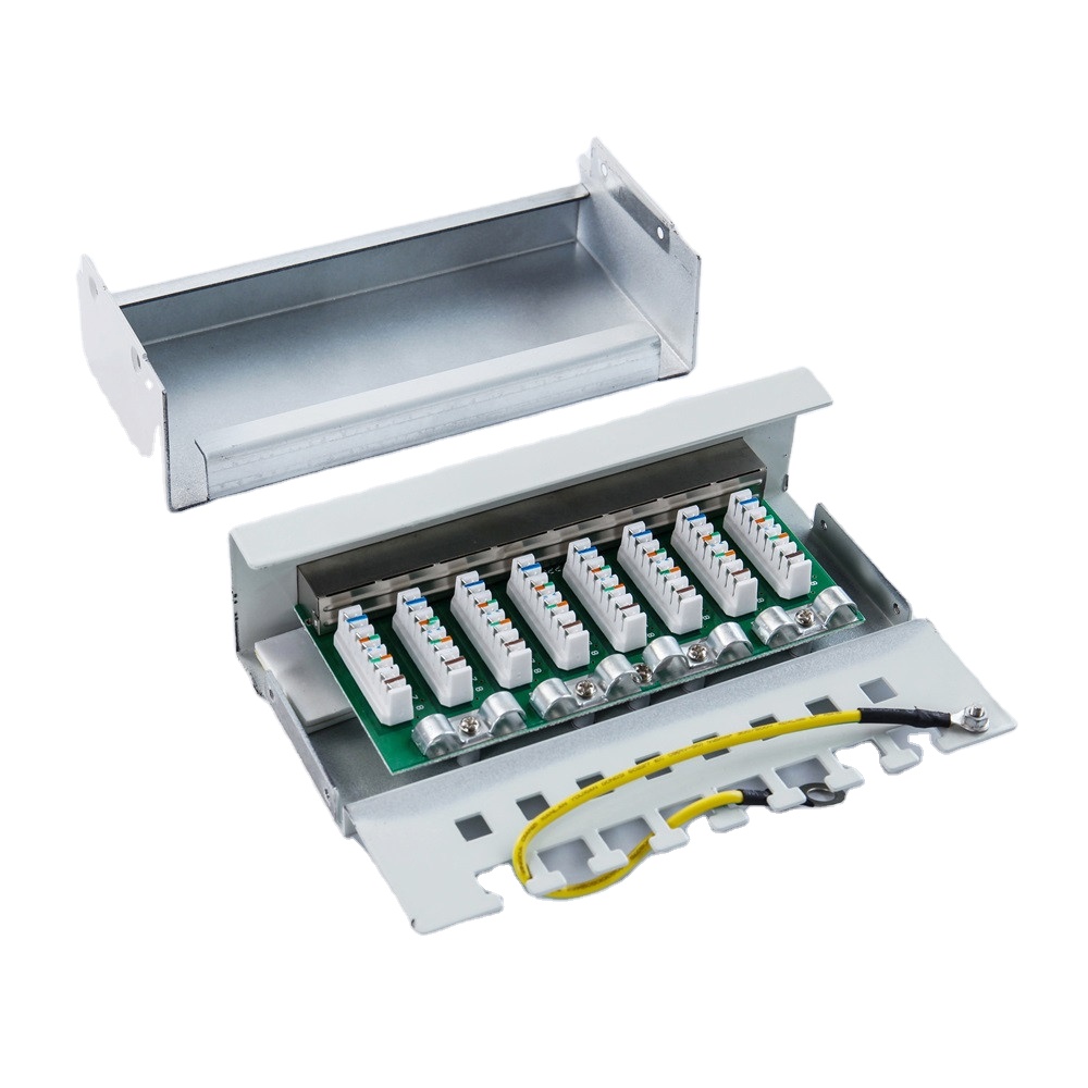 OEM Welcome 1U 8 Ports Cat.6A Cat.6 Cat5e Wall Mount Patch Panel for Ethernet 19 Inch Length