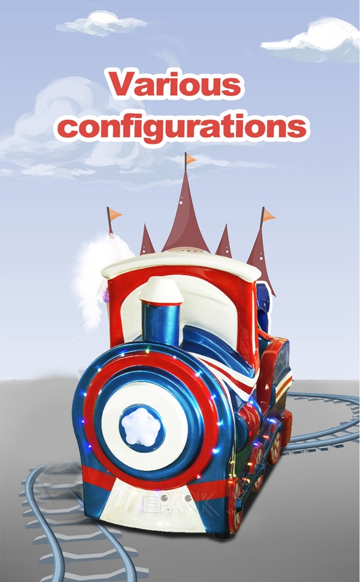 60W Amusement Park Kiddie Ride Fiberglass Electric Ride British Style Little Train