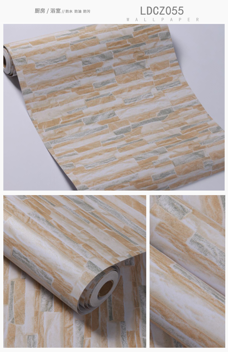 Commerce Waterproof Vinyl Wallpaper Sticker for Bathroom and Kitchen Decoration Adhesive Installation Resistant to Moisture