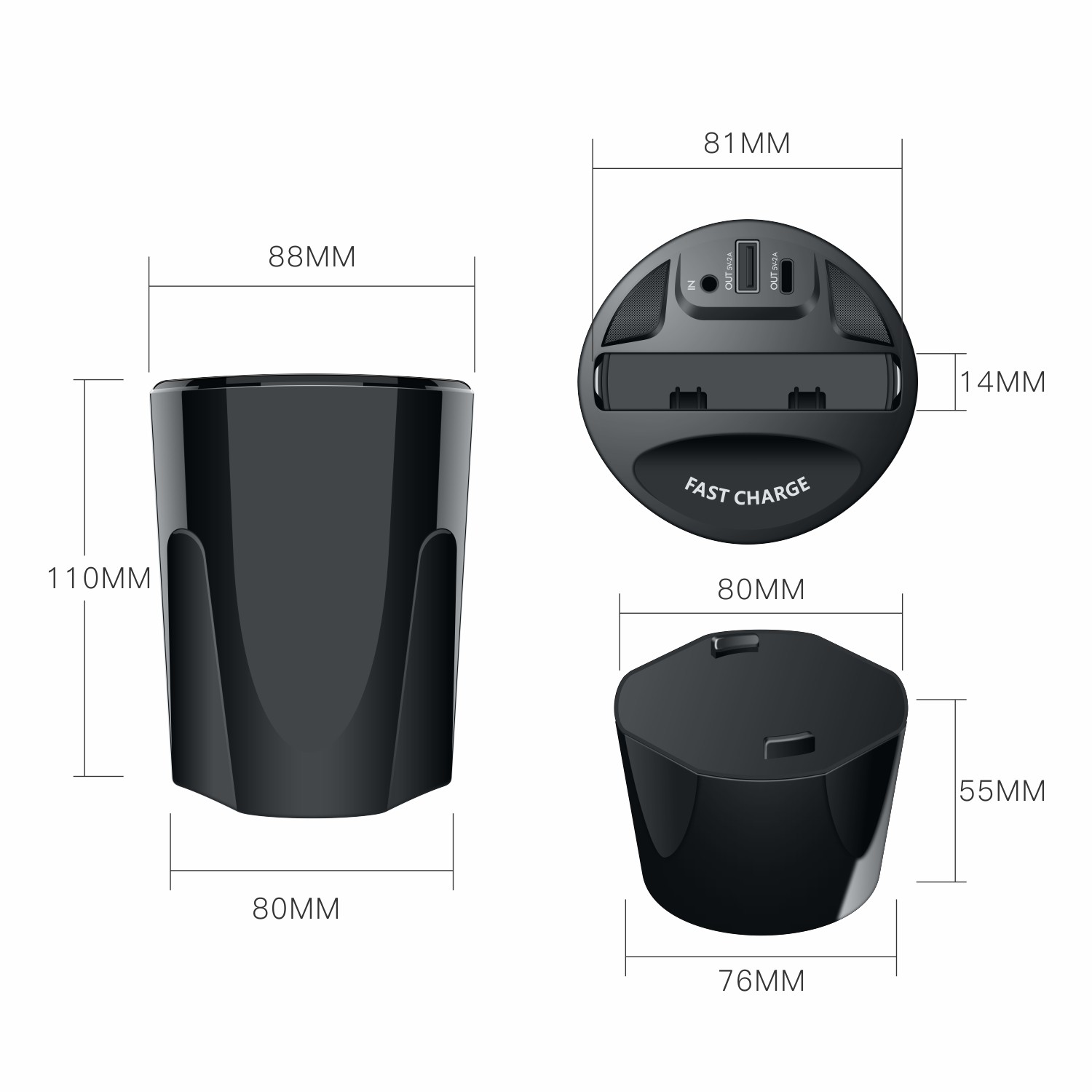 Power Protection Fast Charging Car Chargers with Wireless Charging Cable Charging