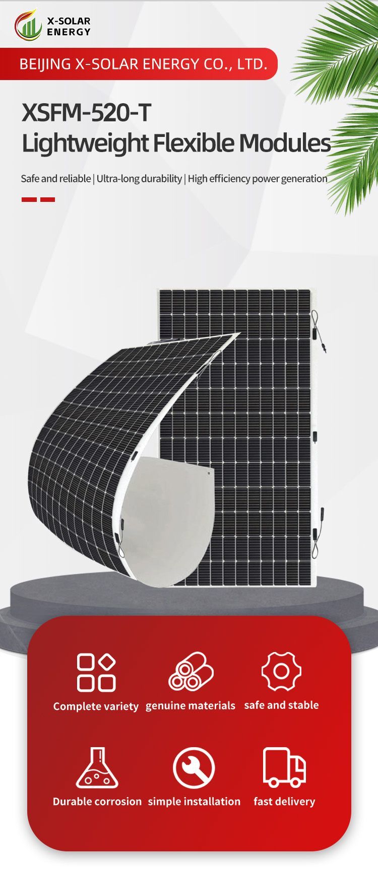 Customizable Size Monocrystalline Portabie Low Power Flexible 520W Thin Film Soft Solar Cell Panel Hybrid Inverter BIPV Module Photovoltaic Panel