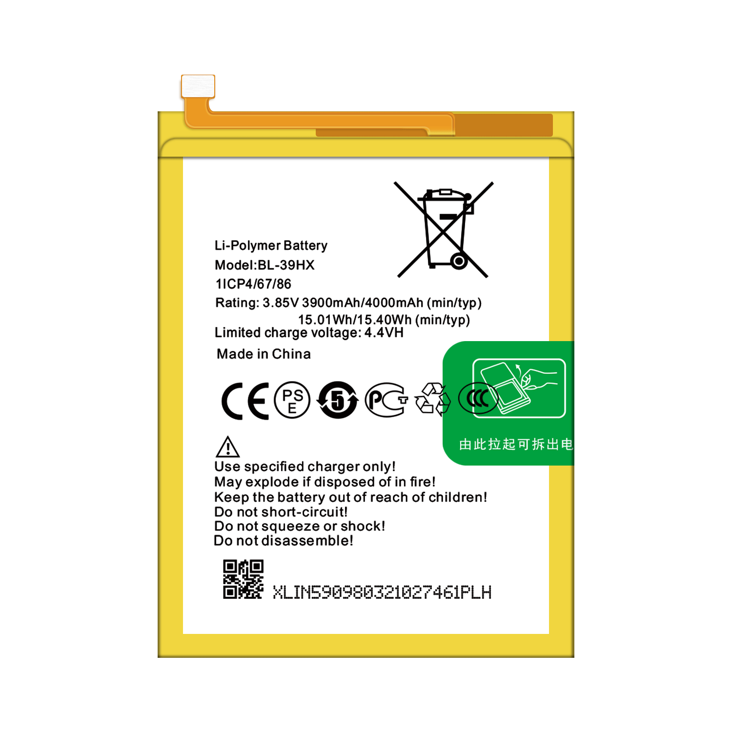 BL-39HX 4000mAh Hot 6 Mobile Phone Battery for Infinix X606 Rechargeable Batteries
