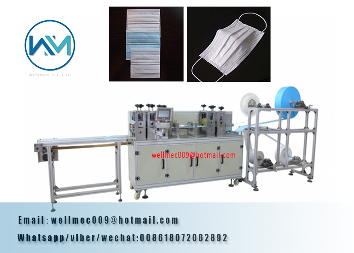 200 PCS / MIN 3ply Plane Face Mask Making Machine with Ear Loop Welding Device