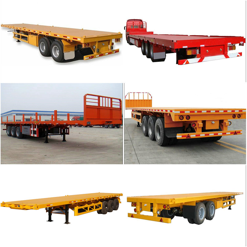 Customer Request Aotong 40-45ft 3 Axle Flatbed Container Trailers with 12 Container Locks