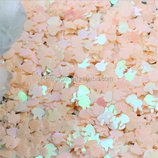 Pet Happy Year Easter Sequined 4mm Rabbit Head Ball Stuffers and Ornaments Hand DIY Accessories Fluorescent Pieces Glass