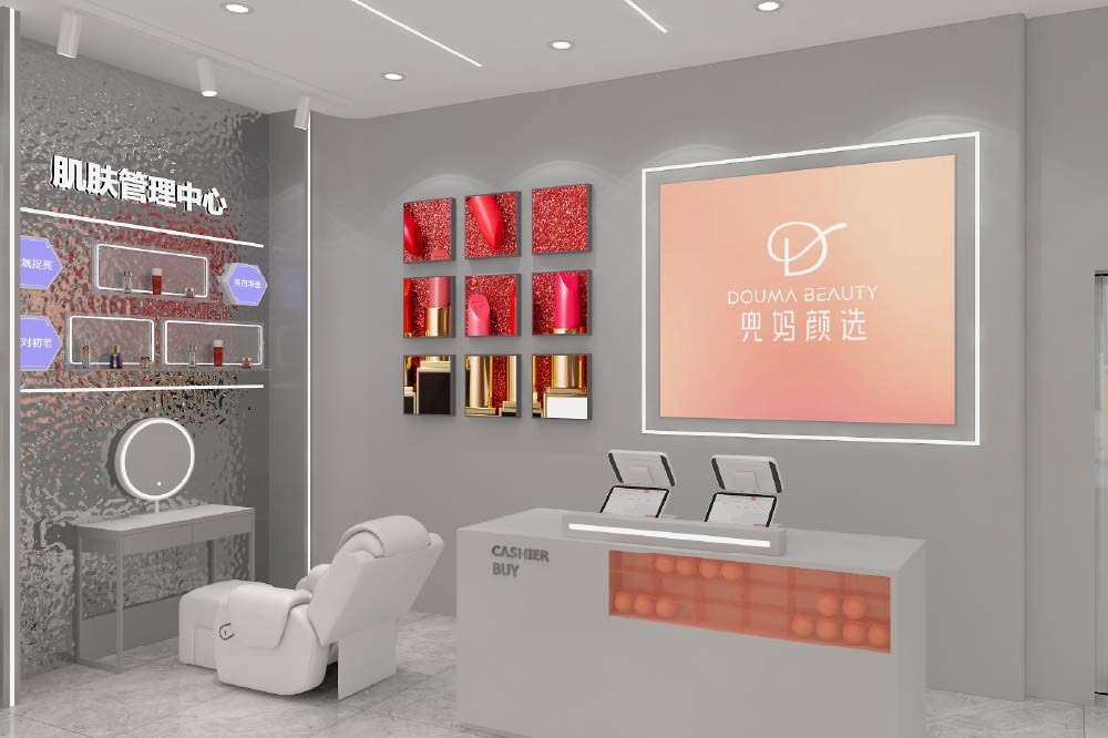 YHeS-P5 Multi-Level Lighting System Skincare Display Cabinet with LED Spotlights