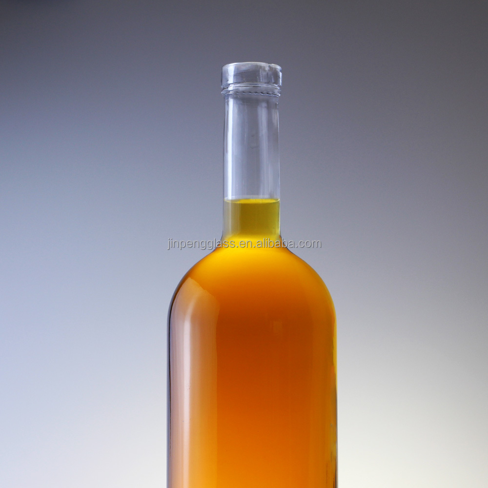 Glass Liquor Bottle Round 75cl Bottle For Cork Cap Type 1000ml 1750ml Collar Material