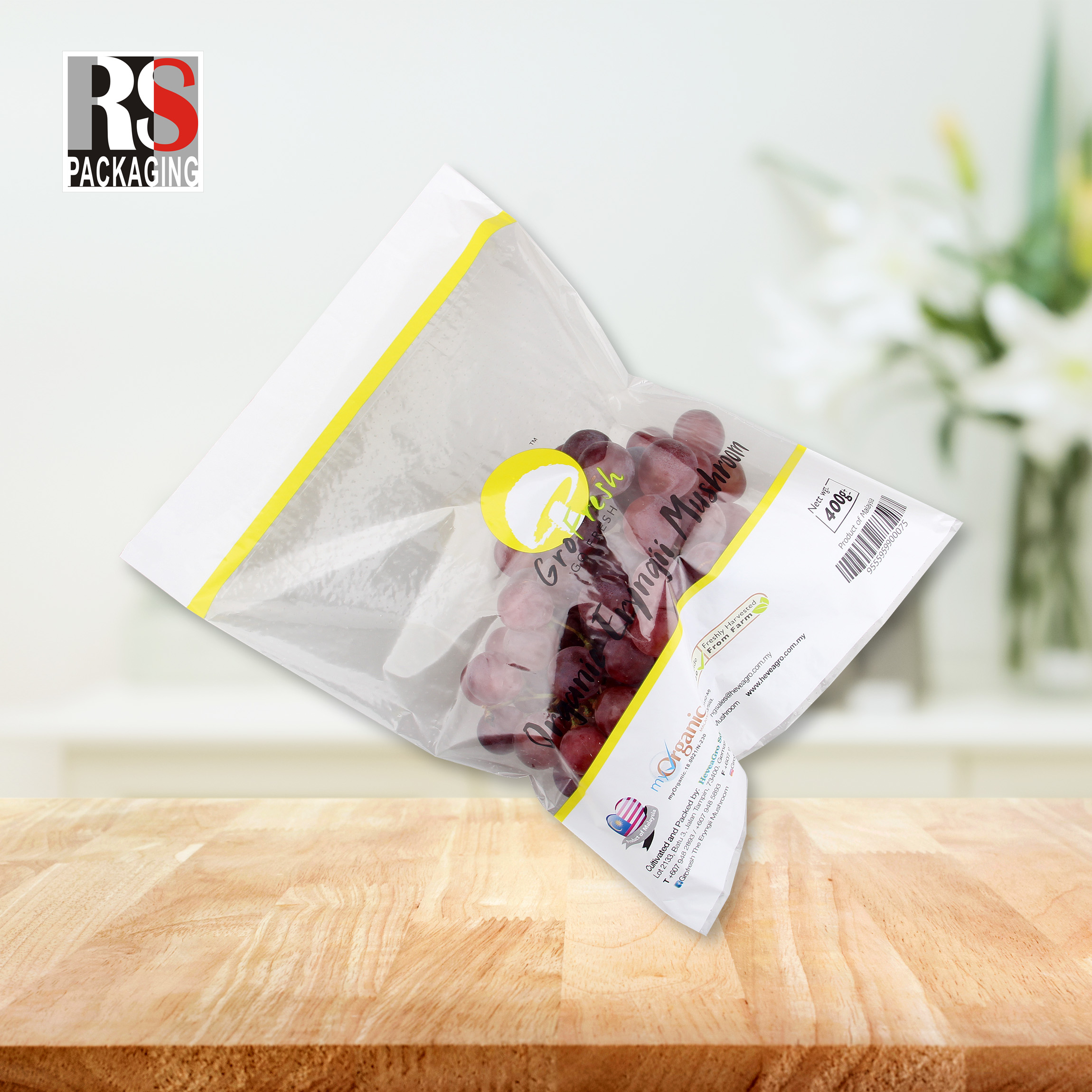 Customized Transparent Vegetable Packaging Bags For Hydroponic Live Basil And Lettuce