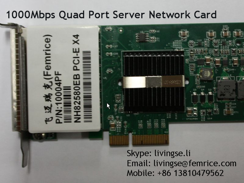 1Gbps 4 ports Ethernet PCI Express 4 fiber optical Server network adapter, SFP Slot