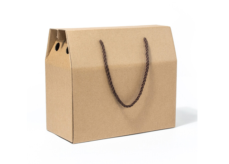 Portable Corrugated Bulk Craft Paper Bags Merchandise Food Fruit Packaging Box