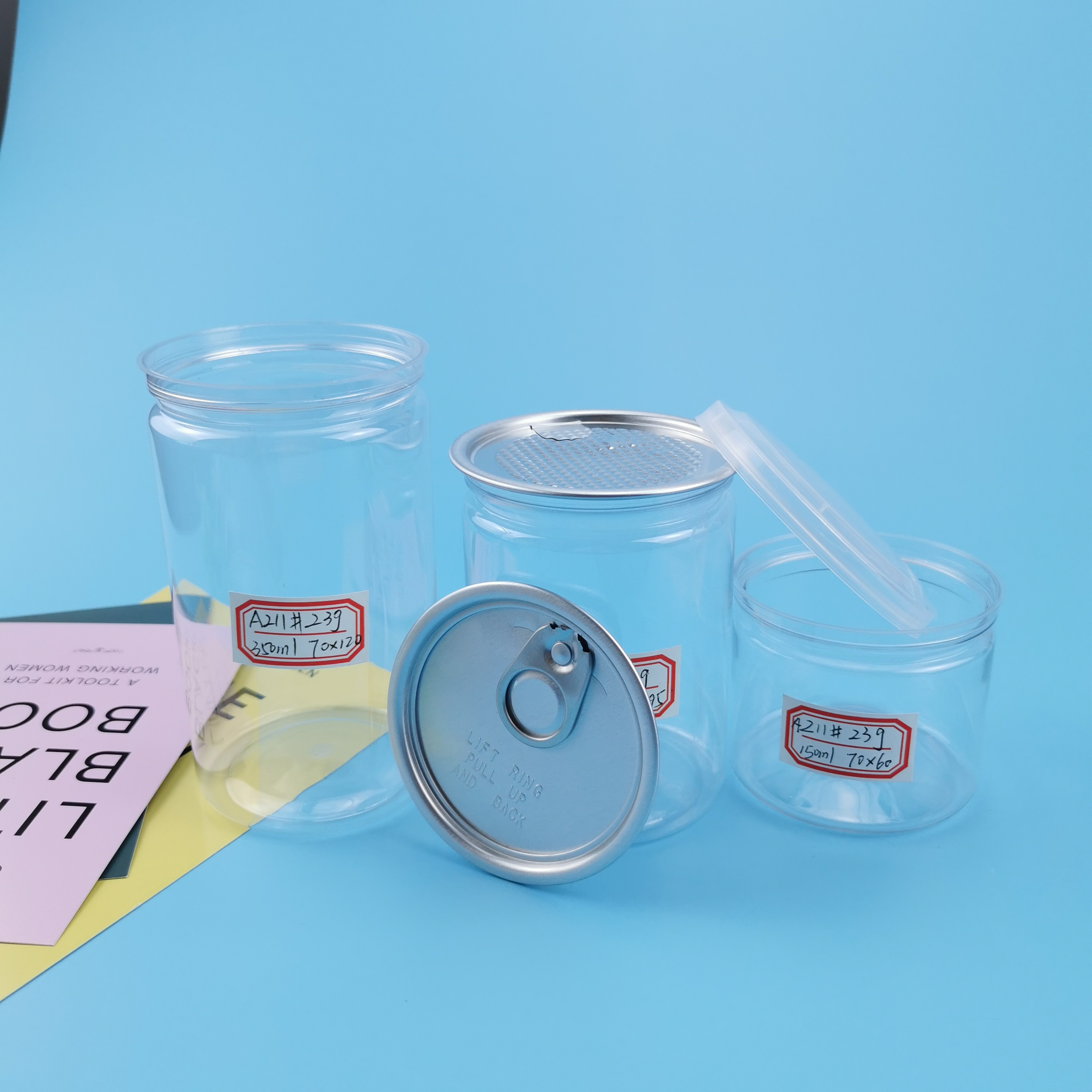 PET Pop Top 23G CBD Herbs 280ml Plastic Canister With Lid