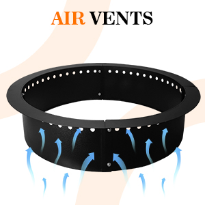 Smokeless Fire Pit Insert Steel 45" Round Foldable Fire Pit Ring with Air Vents and Coller Support