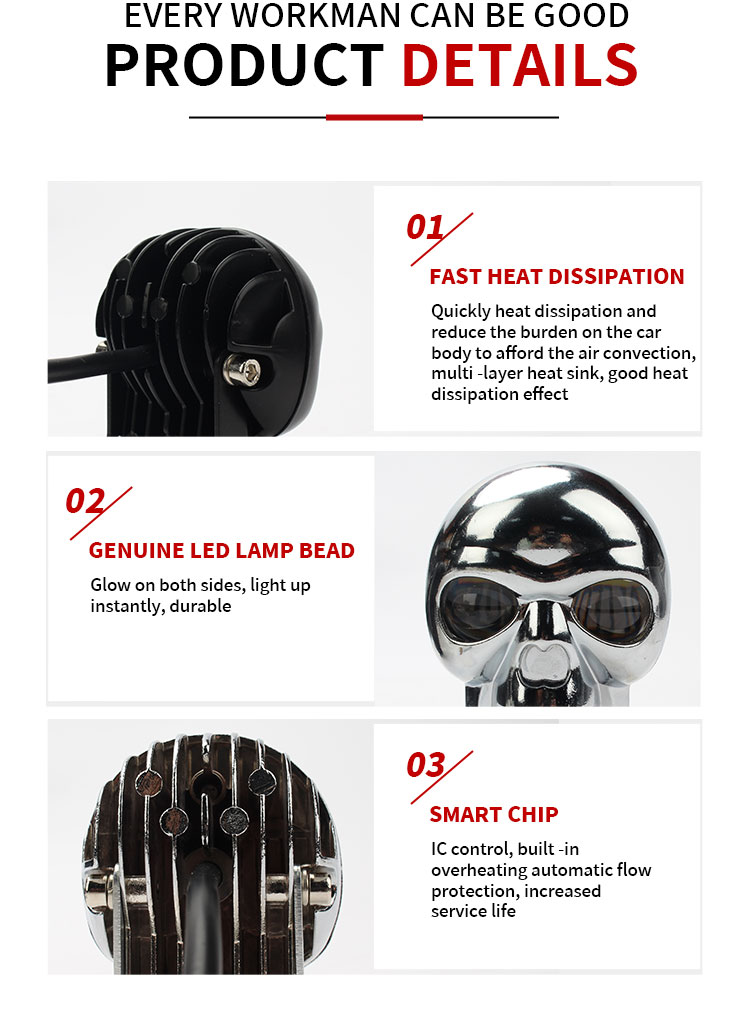 Motorcycle Head Lights 3inch 40W Dual Color LED Spotlight for Skull Headlight Fog Lamp