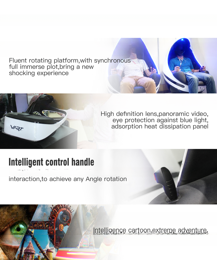 Dreamland indoor entertainment 9d vr cinema chair virtual reality motion simulator 9d vr egg two player
