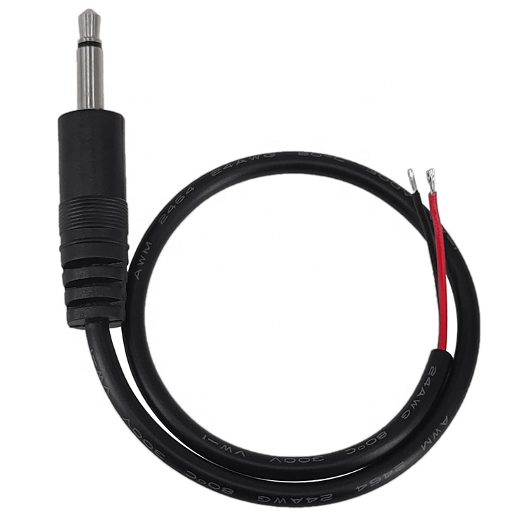 Custom 2 Poles TS 3.5mm Stereo Audio Mono Jack Male Plug to Stripped Pigtail Tinned Bare Wire End Cable