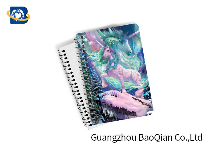 Souvenir Unicorn Animal 3D Lenticular Notebook , PET / PP Plastic Cover Notebooks