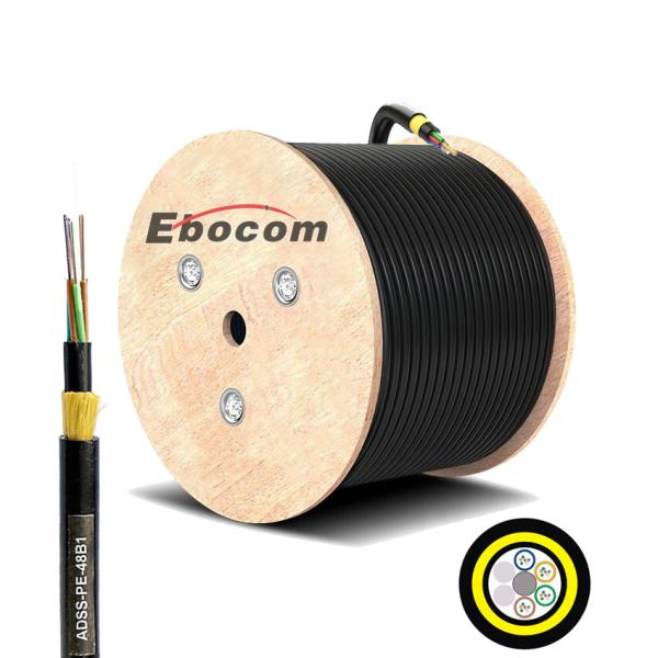 48 Core ADSS Fiber Optic Cable Single Mode SM G652D Aramid Yarn Double Sheath