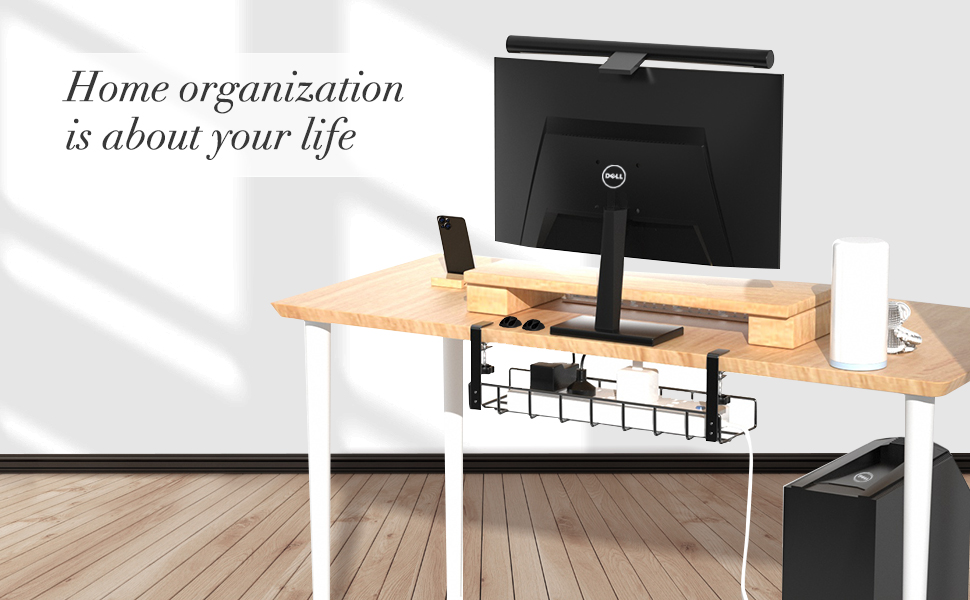 Home Office Desk Mount Cable Management Tray Non-folding Rack Storage Holders Racks