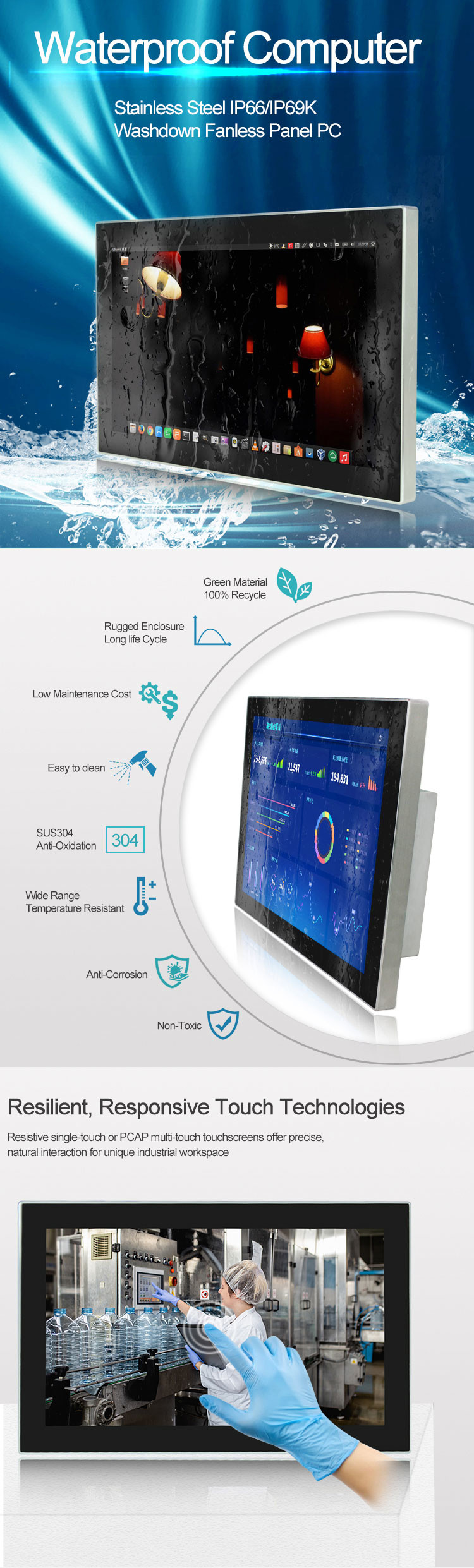 PCAP Stainless Steel Panel PC