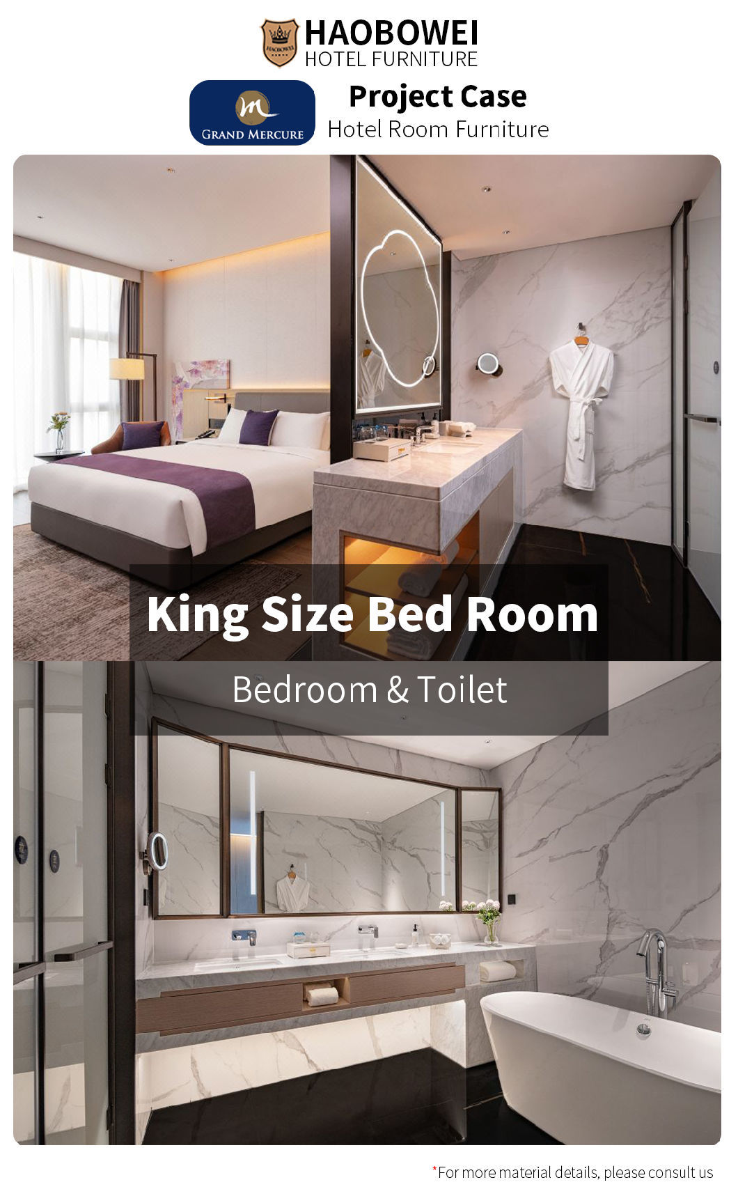 Hotel Foshan Modern Luxury King Size Bedroom Headboard Bed Custom Furniture Set